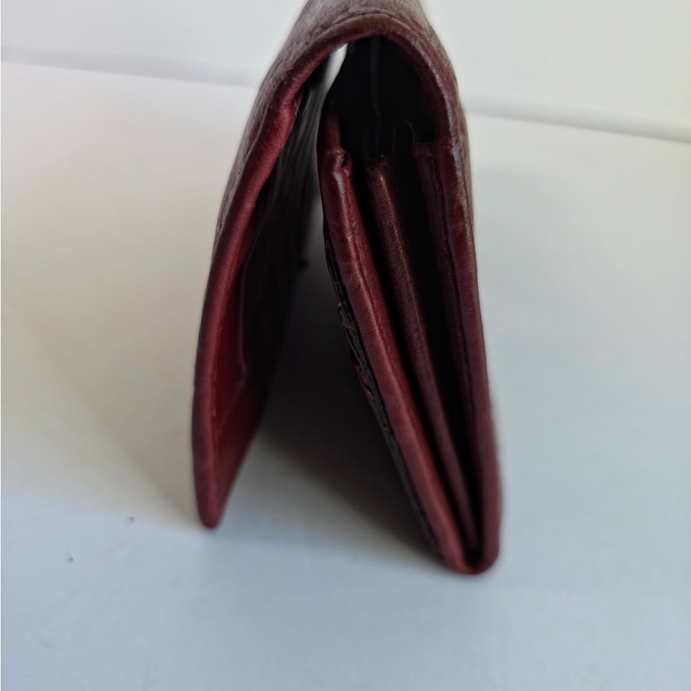 Pre-Owned GUCCI GG Shima Line Wallet Flap Long Leather in Red - Picture 3 of 6